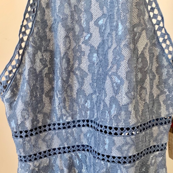 blue dress with floral & sequence - Picture 3 of 4